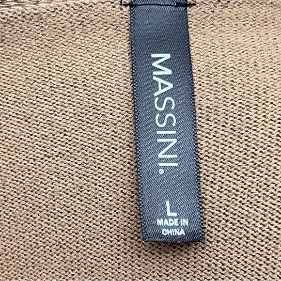 Massini Brown Surplice Plunge Wrap Long Sleeve Knit Sweater Large - Picture 7 of 8